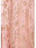 Strapless Gold Sequin Pink Tulle Prom Dress