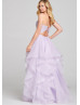 Beaded Lace Glitter Tulle Ruffle Prom Dress