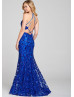 V Neck Sequin Lace-up Back Prom Dress