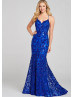 V Neck Sequin Lace-up Back Prom Dress