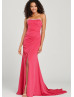 Beaded Strapless Jersey Slit Prom Dress