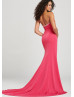 Beaded Strapless Jersey Slit Prom Dress