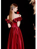 Off Shoulder Sexy Satin Corset Back Long Prom Dress