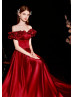 Off Shoulder Sexy Satin Corset Back Long Prom Dress