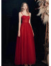 Red Beaded Sparkling Tulle Prom Dress Banquet Dress