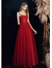 Red Beaded Sparkling Tulle Prom Dress Banquet Dress