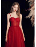 Red Beaded Sparkling Tulle Prom Dress Banquet Dress