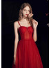 Red Beaded Sparkling Tulle Prom Dress Banquet Dress