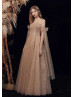 Sweetheart Neck Champagne Glitter Tulle Fairytale Prom Dress