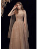 Sweetheart Neck Champagne Glitter Tulle Fairytale Prom Dress