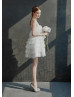 Strapless Ivory Pleated Tulle Short Prom Dress Ball Dress