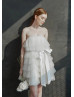 Strapless Ivory Pleated Tulle Short Prom Dress Ball Dress