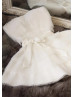 Strapless Ivory Pleated Tulle Short Prom Dress Ball Dress