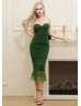 Sexy Green Ruched Tulle Back Slit Prom Dress Sexy Green Ruched Tulle Back Slit Prom Dress