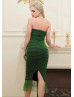 Sexy Green Ruched Tulle Back Slit Prom Dress