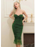 Sexy Green Ruched Tulle Back Slit Prom Dress