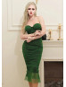 Sexy Green Ruched Tulle Back Slit Prom Dress Sexy Green Ruched Tulle Back Slit Prom Dress