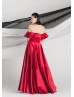 Off Shoulder Red Satin Prom Dress Christmas Party Dress Off Shoulder Red Satin Prom Dress Christmas Party Dress