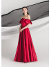 Off Shoulder Red Satin Prom Dress Christmas Party Dress