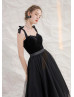 Black Velvet Lace Tulle Elegant Short Prom Dress