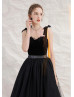 Black Velvet Lace Tulle Elegant Short Prom Dress