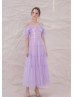 Cold Shoulder Lilac Tulle Romantic Prom Dress