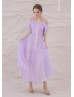 Cold Shoulder Lilac Tulle Romantic Prom Dress