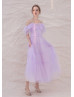 Cold Shoulder Lilac Tulle Romantic Prom Dress