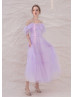 Cold Shoulder Lilac Tulle Romantic Prom Dress