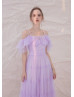 Cold Shoulder Lilac Tulle Romantic Prom Dress