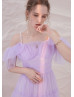 Cold Shoulder Lilac Tulle Romantic Prom Dress