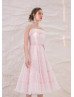 Adjustable Straps Pink Ruched Tulle Sweet Prom Dress