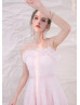 Adjustable Straps Pink Ruched Tulle Sweet Prom Dress