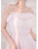 Adjustable Straps Pink Ruched Tulle Sweet Prom Dress Adjustable Straps Pink Ruched Tulle Sweet Prom Dress