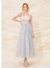 Spaghetti Straps Light Blue Tulle Dreamy Prom Dress