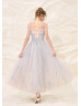 Spaghetti Straps Light Blue Tulle Dreamy Prom Dress