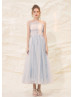 Spaghetti Straps Light Blue Tulle Dreamy Prom Dress