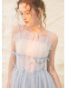 Spaghetti Straps Light Blue Tulle Dreamy Prom Dress