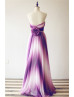 Ombre Ivory Plum Chiffon Long Prom Dress