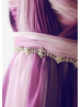 Ombre Ivory Plum Chiffon Long Prom Dress