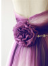 Ombre Ivory Plum Chiffon Long Prom Dress