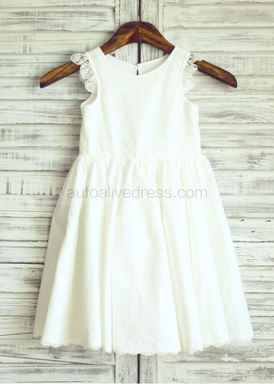 Ivory Cotton Lace Flower Girl Dress 