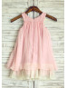Scoop Neck Chiffon Empire Waist Two-tone Flower Girl Dress