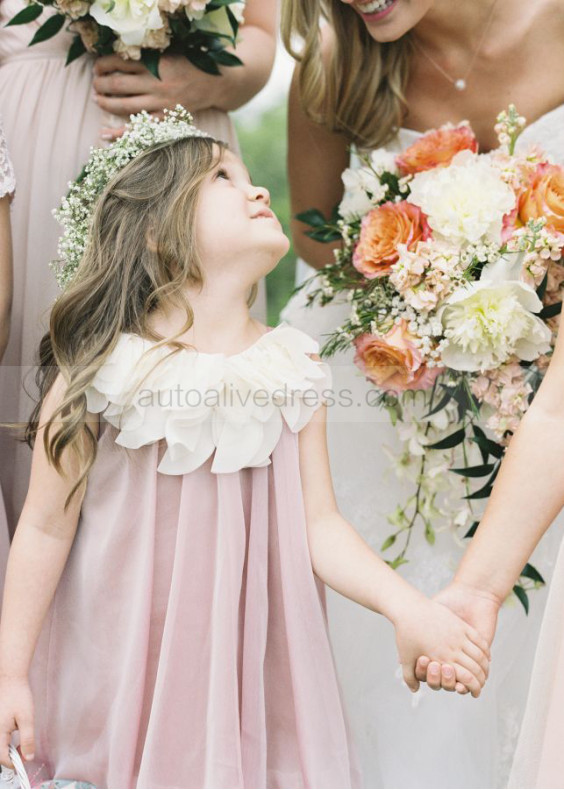 Scoop Neck Chiffon Empire Waist Two-tone Flower Girl Dress