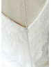 V Neck Ivory Eyelash Lace Knee Length Romantic Wedding Dress