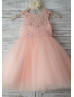 Pink Lace Tulle Knee Length Flower Girl Dress
