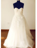 Strapless Sweetheart Ivory Lace Tulle Garden Wedding Dress