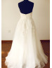 Strapless Sweetheart Ivory Lace Tulle Garden Wedding Dress