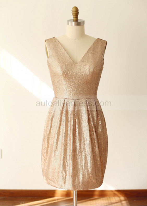Matte Sequin Fitted Short Prom Dress