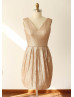 Hot-selling V Neck Matte Sequin Short Bridesmaid Dress